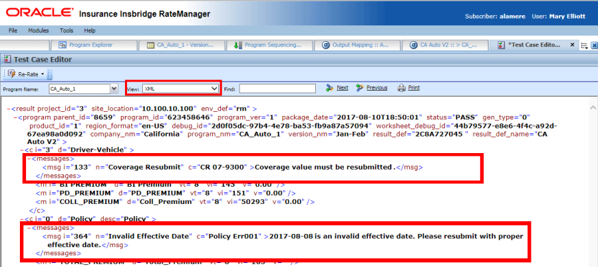 Message Templates in XML Debug Report